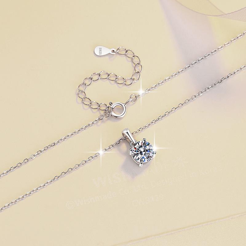 925 Sterling Silver Moissanite Pendant Necklace Shiny CZ Diamond Chain Fine Jewelry Gift Necklace for Women Party Wedding