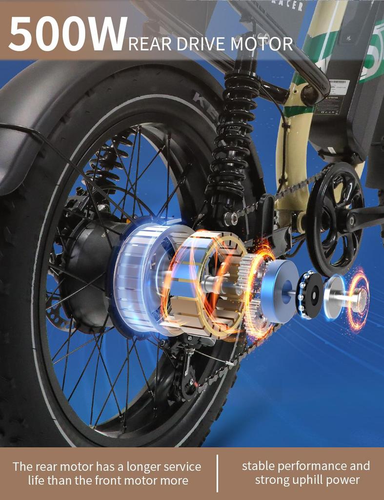 Электровелосипед ONESPORT W66, двигатель 500 Вт, аккумулятор 48 В, 13,5 А·ч, толстые шины 20*4,0, максимальная скорость 25 км/ч, максимальный запас хода 100 км