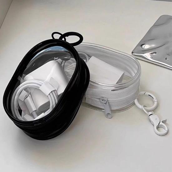 Data Cable Charger Storage Bag Transparent Design Waterproof Lightweight Easy Access Headphone Storage Bag with Zipper