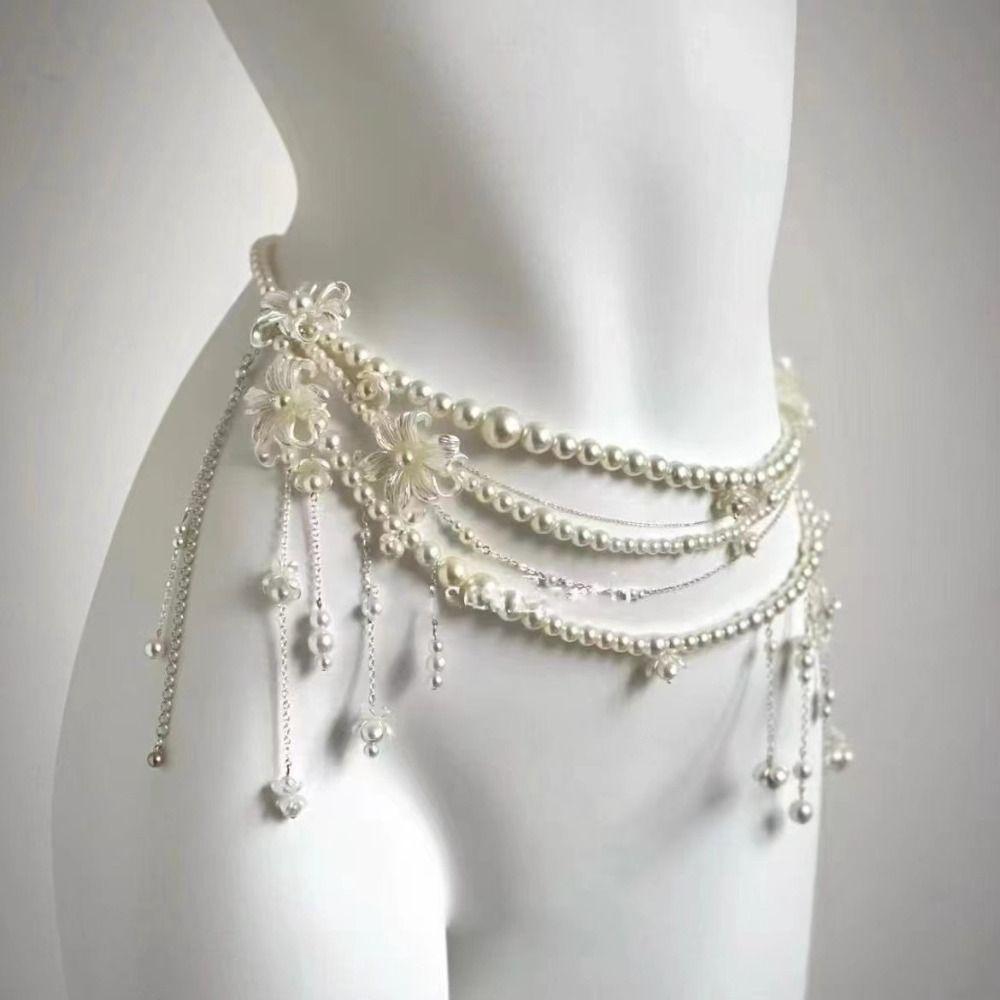 Elegant Tassel Belt Retro Waist Decorations Fashion Pearl Waist Chains Women
