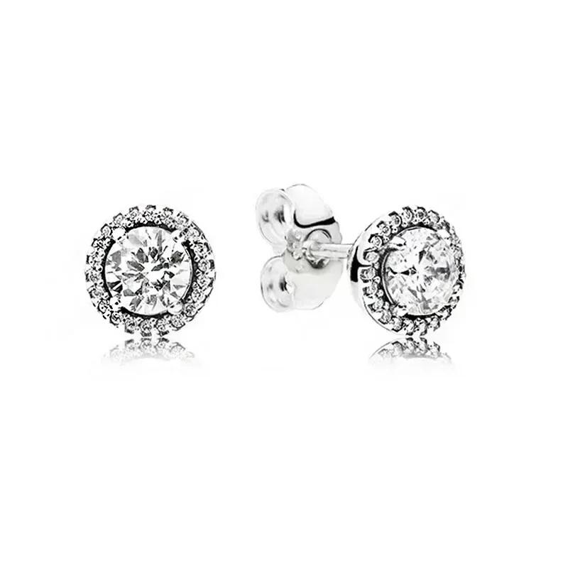Серьги-сердечки из серебра 925 пробы Изысканные Блестящие Круглые Легкая Роскошь Ювелирные изделия Идеальные Праздничные Подарки для Нее
