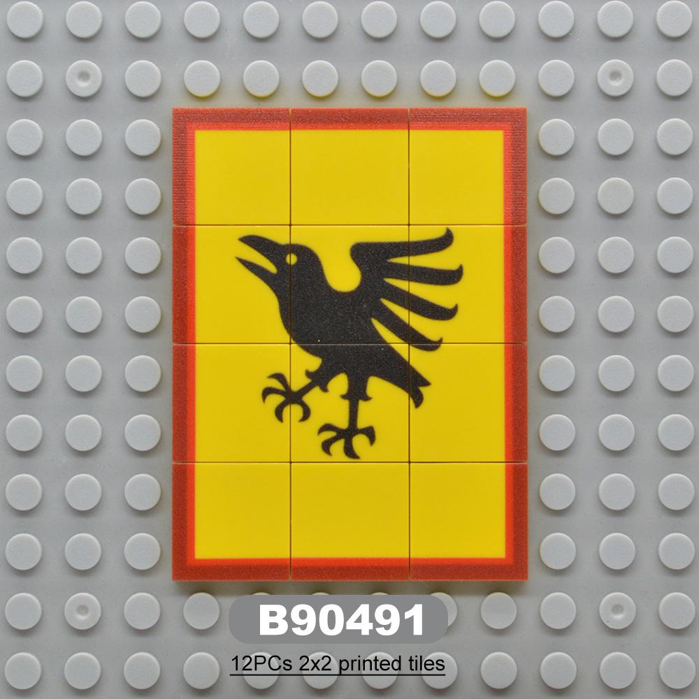 MOC Classic Castle Printed Building Block Toy Kite Shields Flag Mat European Medieval Age Castle Series for Figures