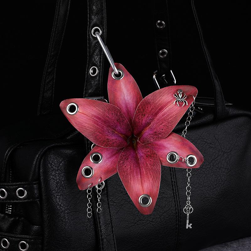 Creative Lily Simulation Flower Keychain Pendant Backpack Decoration Accessories Gifts