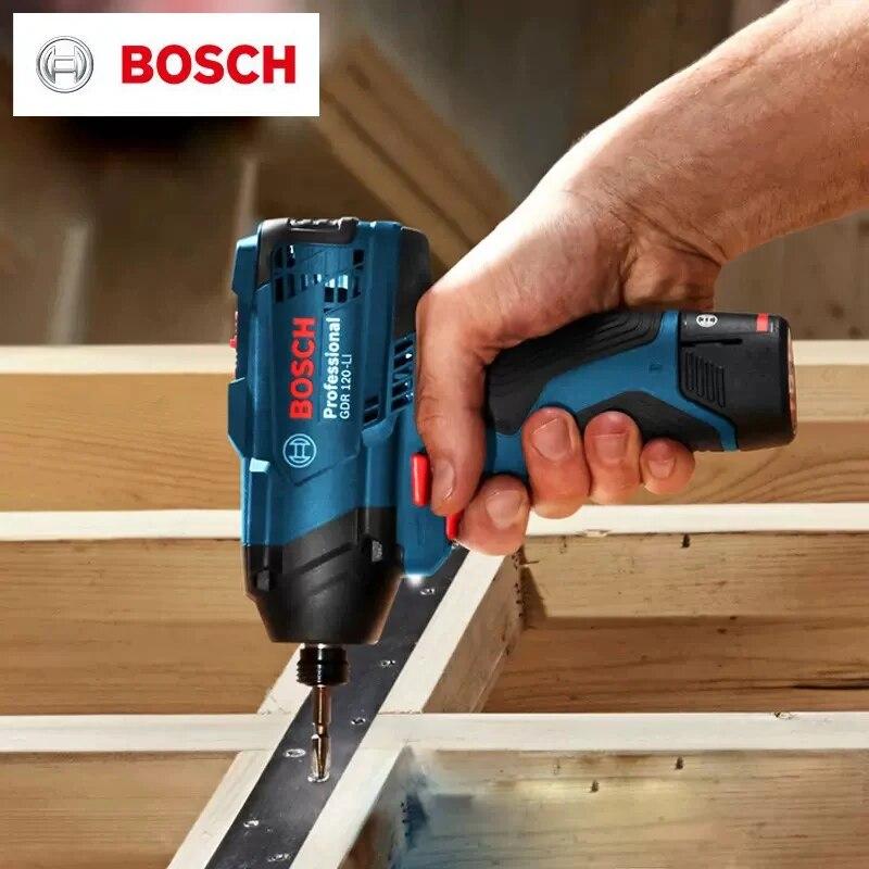 Bosch GDR 120-LI Электрическая отвертка Беспроводная ударная отвертка 12 В Перезаряжаемая дрель-шуруповерт Макс. крутящий момент 100 Нм 2 батареи