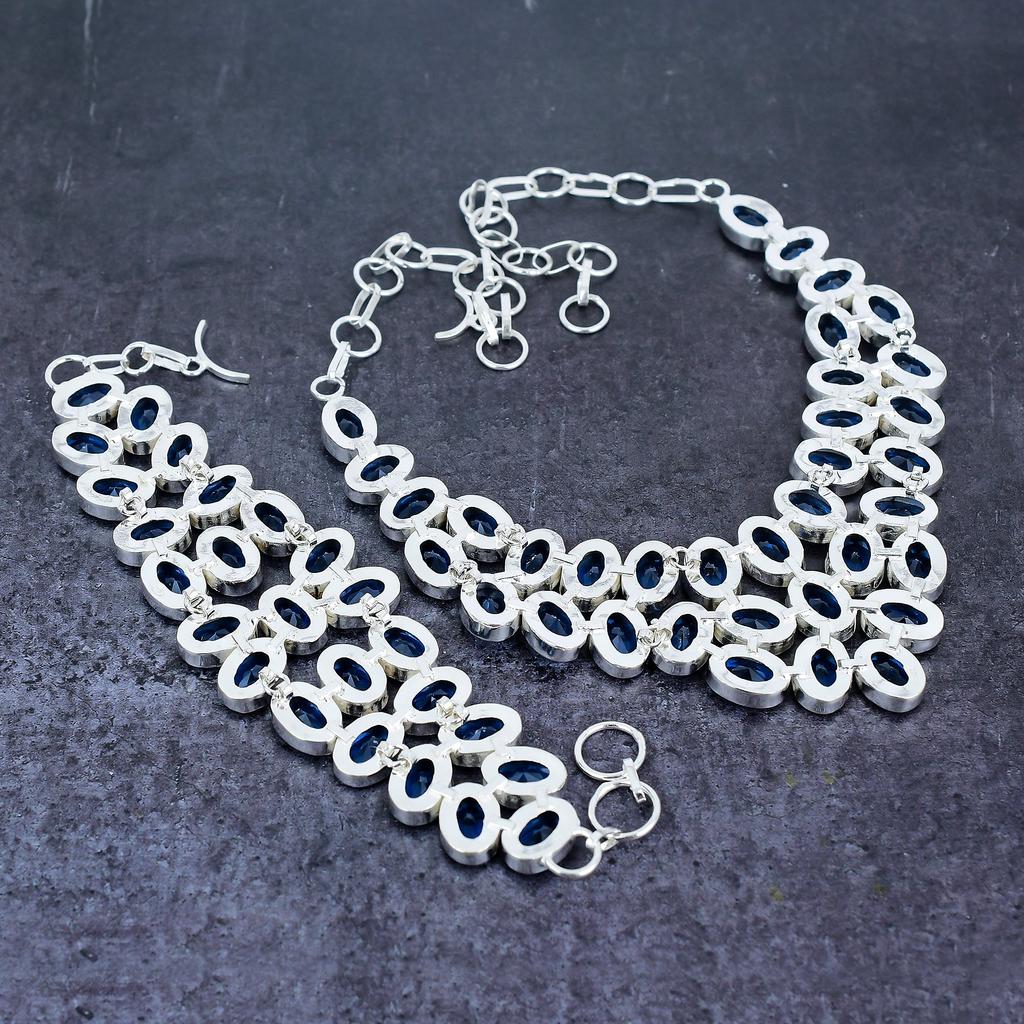 Natural London Blue Topaz Gemstone 925 Sterling Silver Jewelry Set W5R69