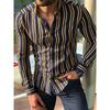 Striped Color Blocked Long Sleeved Shirt for Men In Spring Simple Solid Color Shirts Men’s