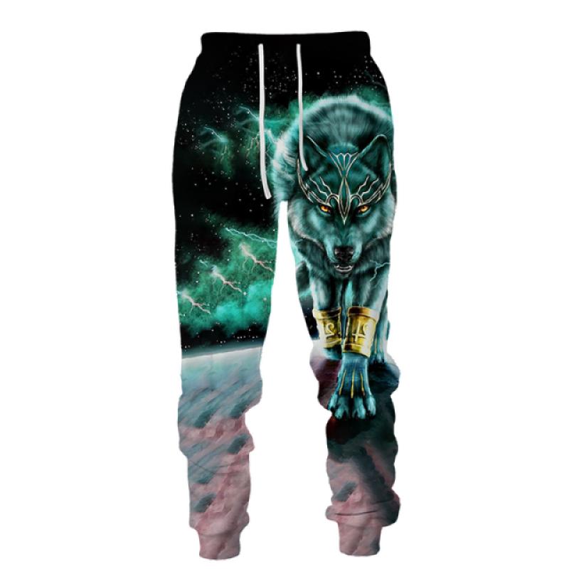 Повседневные брюки с 3D принтом волка, мужская спортивная одежда, длинные брюки, мужские уличные спортивные штаны, мужские брюки в стиле хип-хоп