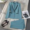 Women Spring Elegant Slim Casual Outfit Long Sleeved Single Buckle Blazers+High Waist Zipper Straight Pants Female Two Piece Set