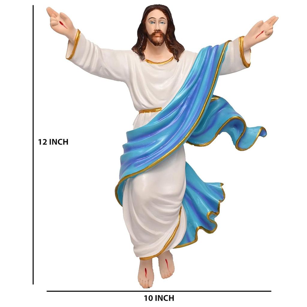 Воскресший Христос / Иисус Христос (3 x 10 x 12 дюймов) Католический идол, идеальный для украшения молитвенной комнаты и подарка (Синий и Белый),