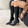 Ladies Shoes  Hot Sale Zipper Knee-High Women's Boots Autumn Pointed Toe Solid High Heels Elegant Fashion Versatile Boots