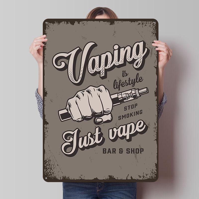 Vaping Tinplate Posters Customizable Wall Art Retro Vintage Metal Signs for Home Room Office Decor Mancave Decoration Gaming