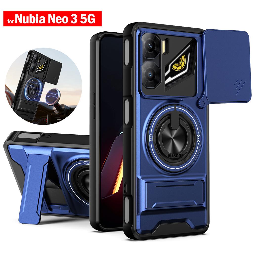 Чехол для Nubia Neo 3 5G Чехол Вращающийся Сдвижной Защита камеры Кольцо-подставка Противоударная крышка Capa Funda