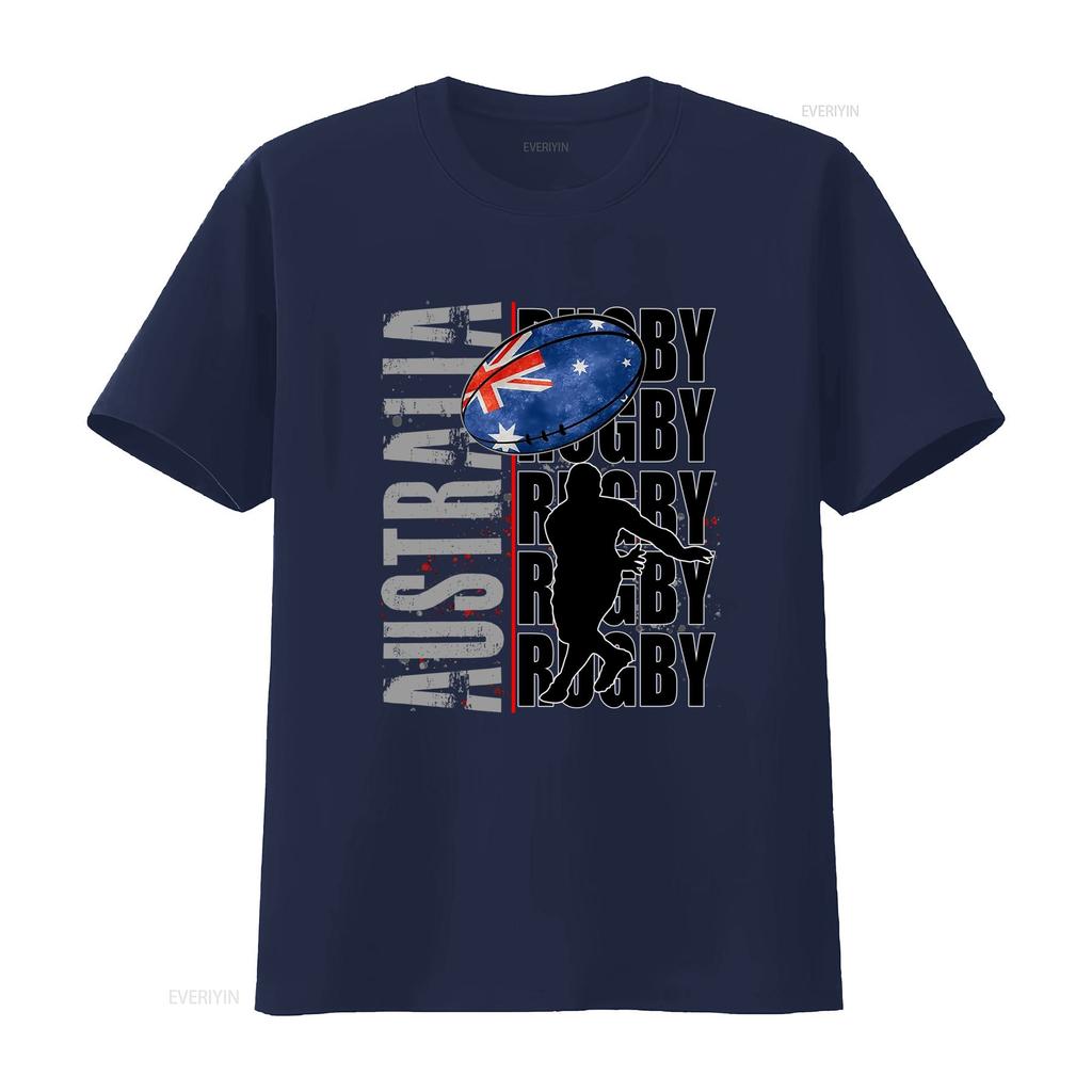 Cool Streetwear Australia Rugby Australian Flag Ball Player Silhouette Print Casual T Shirt Vintage Fashion Comfortable