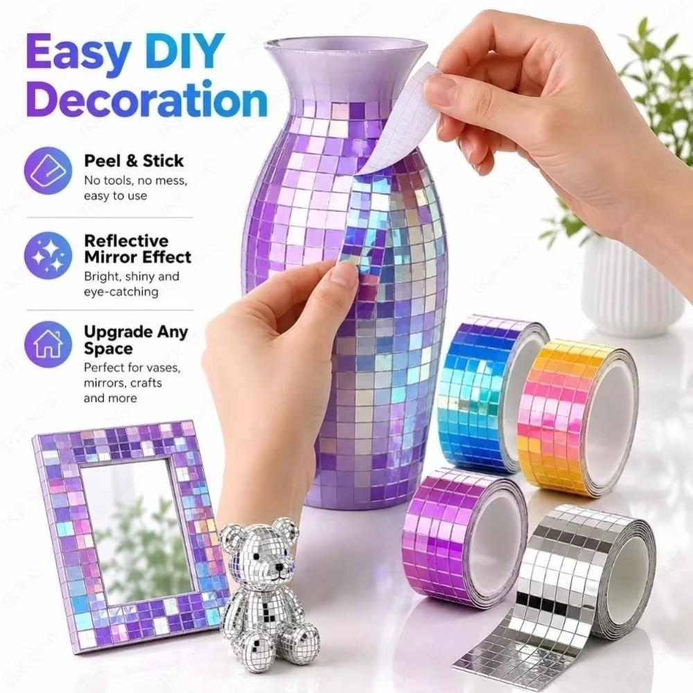 Reflective Mirror Surface Self Adhesive Mosaic Stickers Decorative Wall Decals Home Decoration