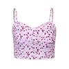 Satin Tank Top Printing Halter Crop Tops Women Summer Adjustable Shoulder Strap Camis Backless Camisole Casual Tube Female Sleeveless Cropped Vest