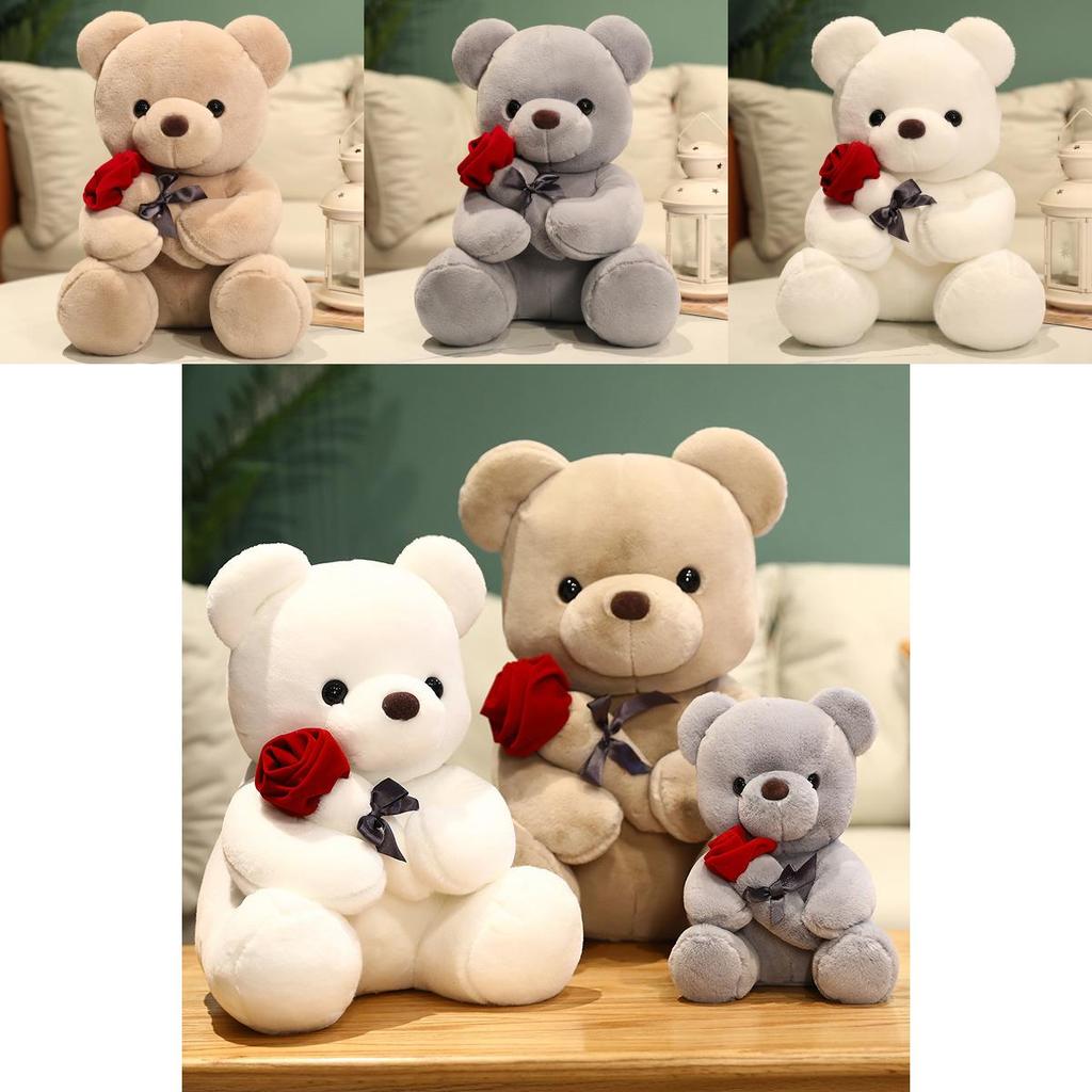 Cute Rose Teddy Bear Stuffed Animal With Plush Fabric Great For Kid Bedroom Decor And Valentines Day