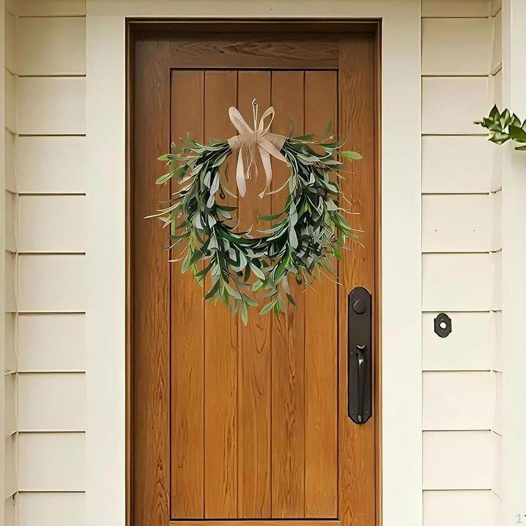 Artificial Olive Wreath Christmas Garland Fake Spring Plants Swag for Front Door Celebration