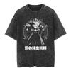 Anime Mustang Roy Fullmetal Alchemist Graphic Print T-Shirt Men Women Streetwear Harajuku Hip Hop Vintage Washed Cotton Oversized Top Summer New Tee