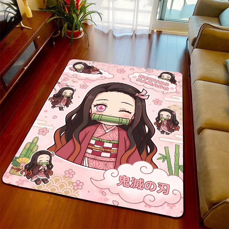 Ковер Nezuko, Нескользящий коврик для пола, Мягкий ковер для спальни, гостиной, Декор для дома, В стиле аниме -QJY