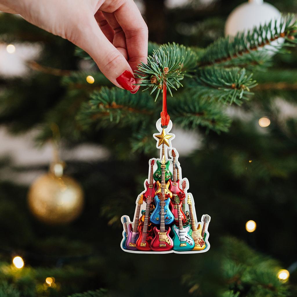 2D Акриловая Гитара Украшение на елку, Украшение для дома, Рождественские украшения