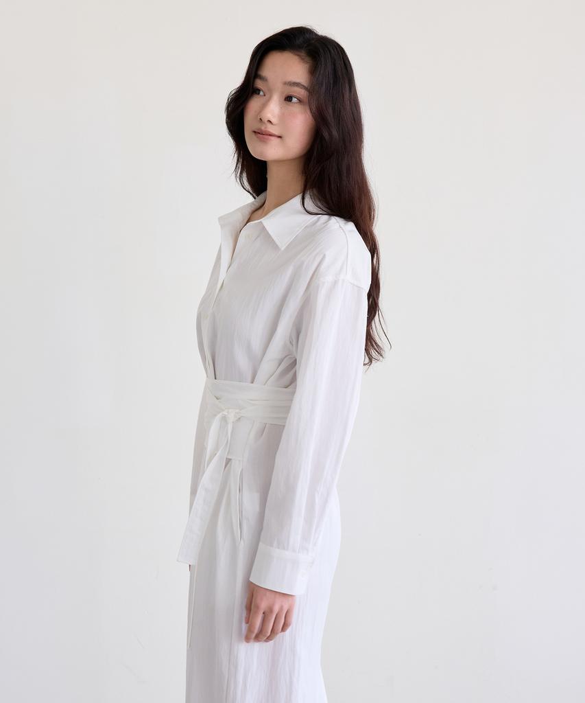 The Ello Feminine Wrap Tie Dress (Ivory)