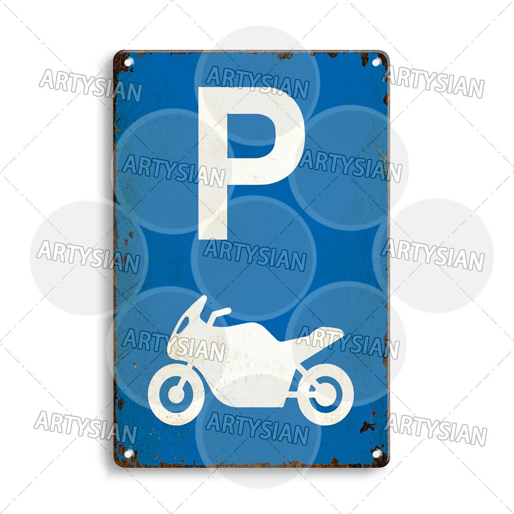 Vintage Parking Metal Sign Bicycle Disabled Motor cycle Parking Retro Metal Plaque Do not Attach Bikes To The Fence