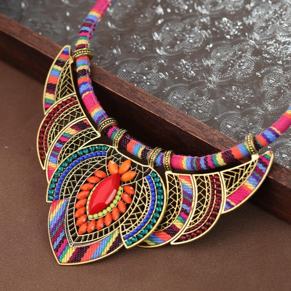 3Pcs/Set Braided Rope Bohemian Necklace Ethnic Style Leisure Necklace Indian Choker Ladies