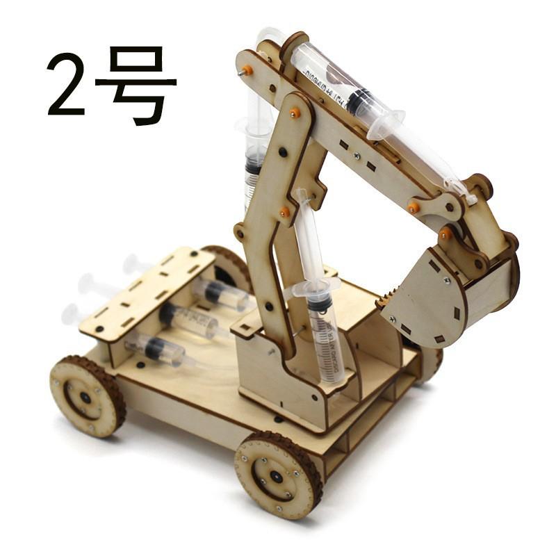 DIY Handmade Wooden Hydraulic Excavator Model Kids Educational Scientific Experiment Parent-child Interactive Learning Toy