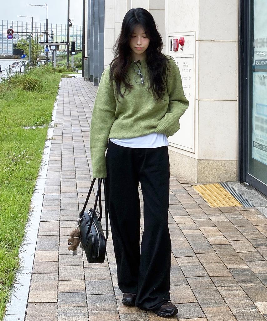 BLOND9 Wool Blended Rib Knit_Green