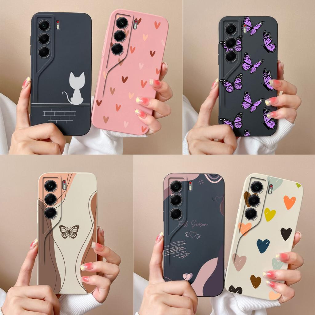 Чехол для Tecno Camon 40 Pro 4G 5G Простой Бабочка Мягкий Жидкий Силикон Защита Камеры Задняя Крышка Для Camon40 Pro Корпус Телефона