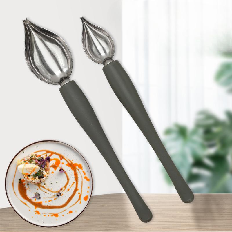 2 шт. Ресторанная тарелка для западной кухни, выпечка, десерт, нержавеющая сталь, соус, окрашенная ложка, молекулярная кухня, заостренная ложка, вилка для горячего горшка