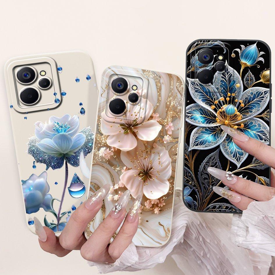 Чехол для Realme 9i Крутой Модный Цветочный Мраморный Закатный Мягкий Жидкий Силикон Защитная Крышка для Объектива Для Realme 9i 5G Realme9i Бампер