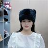 Real Rabbit Fur Hat Cat Ear Round Top for Shopping Thick Genuine Rabbit Fur Warm Women Winter and Autumn Baseball Cap