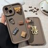 Korean Cute Cartoon 3D Coffee Bear Phone Case For iPhone 11 Case iPhone 13 12 14 16 15 Pro Max XR XS 7 8 Plus SE Soft Cover
