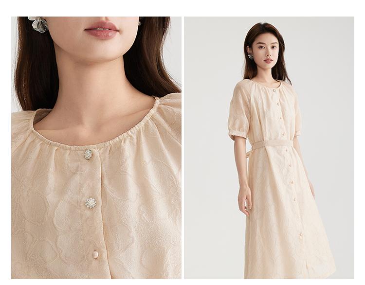 Ladies' Temperament Jacquard Thin Short-Sleeved Dress