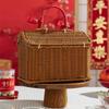 House-Shaped Wicker Basket with Lid - Handwoven Rattan Storage Basket for Home Decor, Kids Picnic, Organizer | Decorative Brown Woven Gift Box,