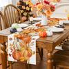 Bonhause Fall Pumpkin Leaves Table Runner 13x90 Inch Orange Buffalo Plaid Autumn Thanksgiving Harvest Kitchen Dinning Table Decoration for Indoor