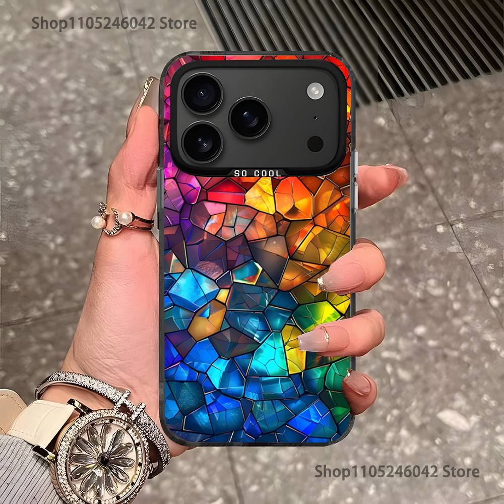 Цветной Стекло Для iPhone 17,16,15,14,13,12,11,Pro,MAX,Plus Черный Ударопрочный Конфетный Матовый Чехол