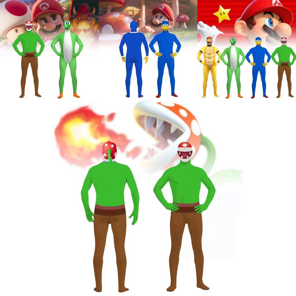 Colorful Long Sleeve Super Mario Jumpsuit 3d Printed Cosplay Outfit For Halloween Fun