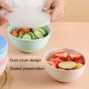 4Pcs Food Grade Plastic Salad Bowl with Dust-Proof Lid Multifunctional Thickened Cereal Bowl Dishwasher Safe Reusable Noodle Rice Food Bowl