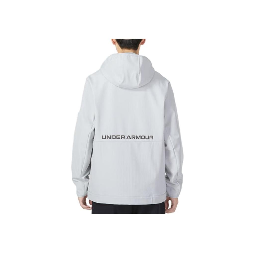 Under Armour Solid Color Letter Print Zip-Up Hoodie Men Jackets Light-Gray 22600401-009