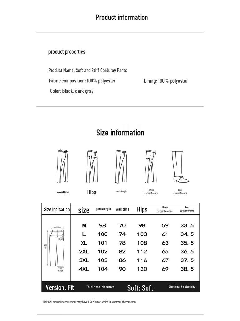 Pierre Cardin Men's Corduroy Straight-Leg Casual Trousers