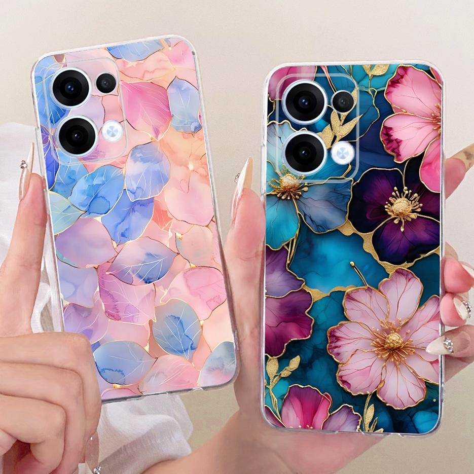 For Oppo Reno13 Pro Case CPH2697 Luxury Flowers Butterfly Painted Cover Soft Slim Phone Case For Oppo Reno 13 Pro Reno13 5G Bags