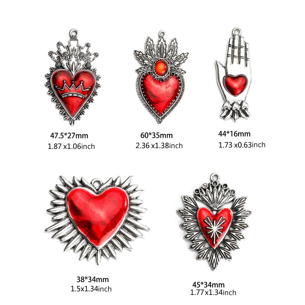 Набор из 15 Панк Шармов Сердец Сердечные Бусины Готические Аксессуары Сердца Сплав Материал Шарм Сердце Подвеска Сердце для DIY Ювелирных Изделий