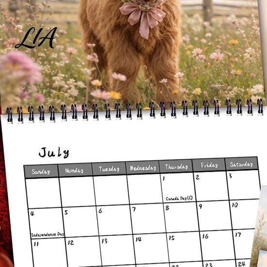 Desktop Hanging Calendar 2027 Highland Cow Wall Calendar, Funny Farmhouse Animal Rustic Monthly Appointment Book 12 Planner for Lovers, Home