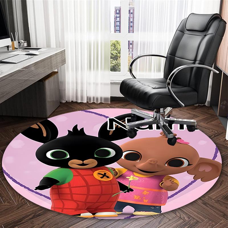 Customizable B-Bing Bunny4 Round Non-Slip Carpet - Ideal for Garden, Picnic, Office, Perfect for Decoration, Suitable For All Seasons
