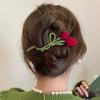 Clip Female Hair Accessories Red Velvet Hair Claw Korean Style Headwear Flocking Tulip Hair Clip