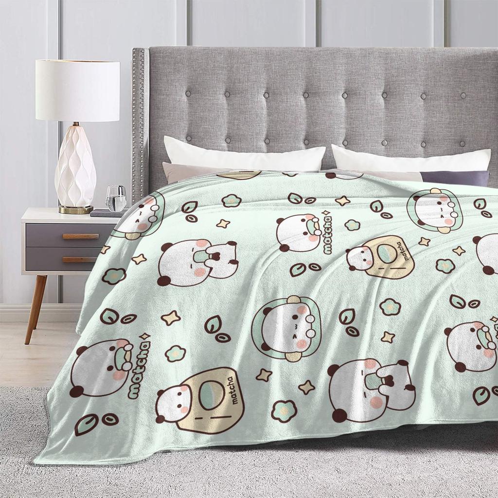 Cartoon Panda Bubu Dudu Blankets Fleece Print Portable Lightweight Thin Throw Blanket for Bed Office Rug Piece