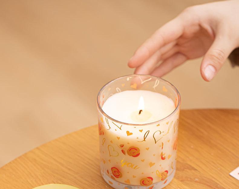 Rose Fragrance Soy Wax Scented Candle in Glass Cup - Perfect for Bedroom or Home, Gift Box Included