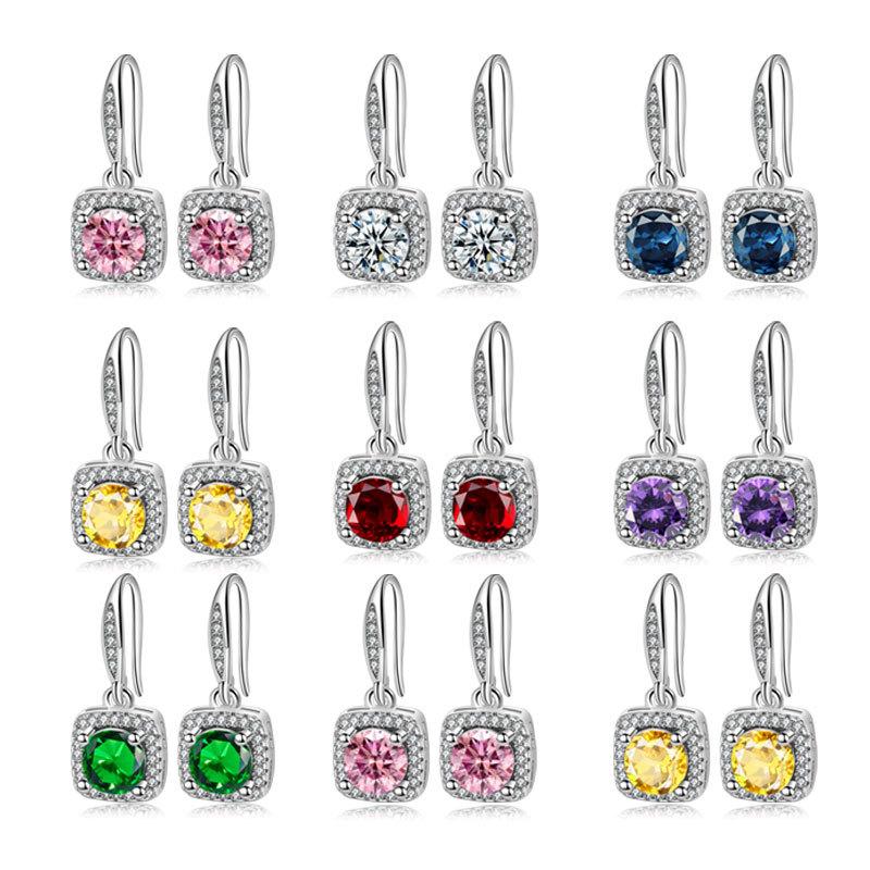 Elegant 1 Carat Square Stud Earrings For Women Fashionable Bezel Set Ear Jewelry Chic And Delicate Accessories